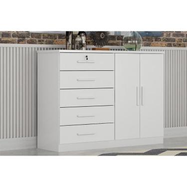 Imagem de Cômoda De Quarto Space C- 2 Portas E 5 Gavetas Neve - Novo Horizonte