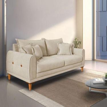 Imagem de Sofá Living 3 Lugares Bouclê 1.80m Pés Em Madeira Bz Home - Bz Home De