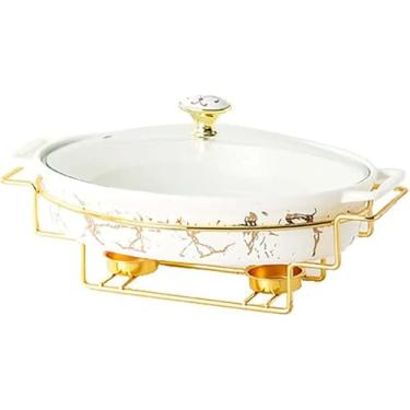 Imagem de Conjunto De Buffet De Prato De Espreitadura, Forra De Cerâmica Com Acabamento Em Mármore Imitação, Conjunto De Aquecedor De Forra E Buffet Para Casamentos Buffet, Festas, Banqu, White, B