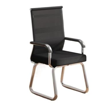 Imagem de Cadeira de escritório preta para jogos, cadeira de escritório ergonômica com encosto alto, cadeira de mesa de malha respirável com apoios de braços, cadeira de escritório