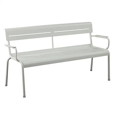 Imagem de ZzleoyuUUs-12 Banco de jardim ao ar livre, banco de terraço, liga de alumínio, com encosto, adequado para varandas, jardins, decks, quintais, banco de pátio (branco, 140 x 55 x 82 cm)