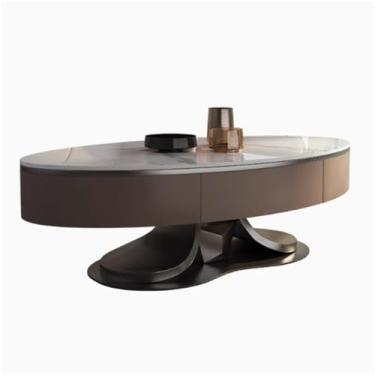 Imagem de Mesa de centro para sala de estar com gavetas na sala de estar, moldura de aço inoxidável, mesa de canto elegante