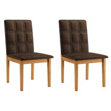 Imagem de JCM Movelaria, Conjunto 2 Cadeiras Ágata Verona Chocolate com Botões Pés em Madeira JCM