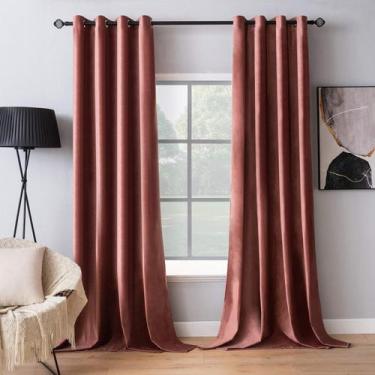 Imagem de Cortinas MIULEE Elegant Velvet Dusty Rose Pink 240x245cm 2 painéis