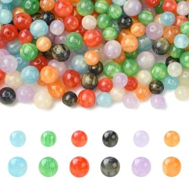 Imagem de UR URLIFEHALL 280 peças aleatórias 10 mm imitação de olho de gato contas coloridas redondas de resina artesanato contas para bricolage colares pulseiras, brincos para fazer joias