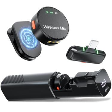 Imagem de Microfone de lapela sem fio para iPhone 15/16 e Android com plugue USB-C Plug-Play, mini microfone com redução de ruído, captador de 360°, capa de carregamento 36H para gravação de vídeo, transmissão