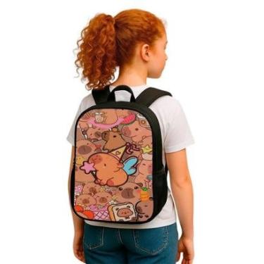 Imagem de Mochila Escolar Média Infantil 10 Litros Nylon Reforçada Desenho Versátil Passeio Capivaras Fada-Masculino