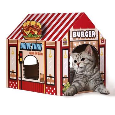 Imagem de Burger Shop SEKAM Kitty de papelão Cat House com arranhador
