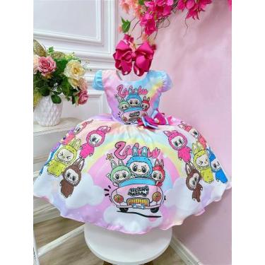 Imagem de Vestido Infantil Labubu 3D Colorido Festas - Fabuloso Ateliê, 6