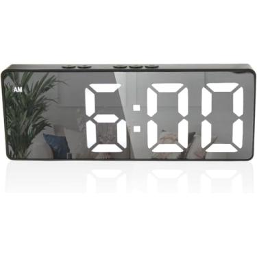 Imagem de RELÓGIO DESPERTADOR DIGITAL LED PORTÁTIL USB PILHA ALARME MESA QUARTO CABECEIRA PRETO MODERNO