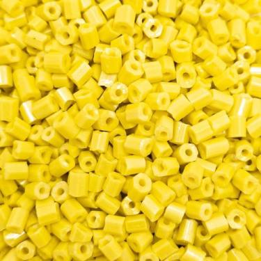 Imagem de Miçanga Passante Vidrilho Tubo Amarelo 4mm 500pçs 50g - Macall