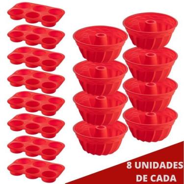Imagem de 8 Conj Forma 6 Cupcake e Forma Espiral em Silicone Sortida - QUALITY H
