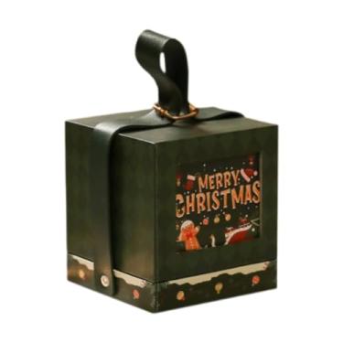 Imagem de Baoblaze Caixa de doces de Natal, lembrancinhas para festa, estojo portátil para chocolates, porta-biscoitos para festas, lareira para o Ano Novo