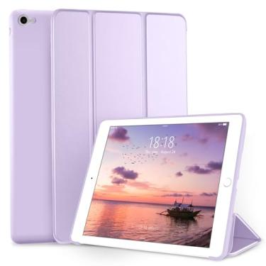 Imagem de DTTO Capa para iPad Air 2 (lançado em 2014), capa inteligente ultrafina e leve com suporte triplo com capa traseira de TPU macio flexível para Apple iPad Air 2 (modelo A1566/A1567), roxo taro