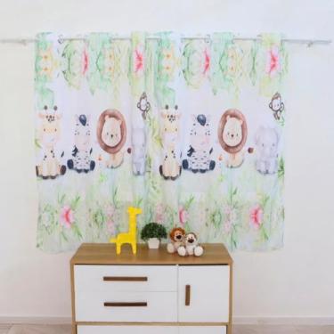 Imagem de Cortina Para Quarto De Bebê Menina Menino Infantil Light 2pç(Floresta Bege)