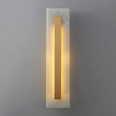 Imagem de Arandelas De Mármore Iluminação De Parede Moderna Luz De Parede Linear De Mármore Interior Latão Ouro Corredor Arandelas Luminárias Escurecimento Led Lâmpada D, Square, 50CM-1 Pack