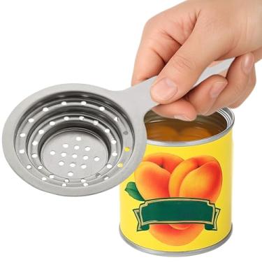 Imagem de Coador universal multiuso de aço inoxidável de grau alimentício – Escorredor de latas de aço inoxidável com alça para latas pequenas e grandes de vegetais e frutas e atum escorredor pequeno