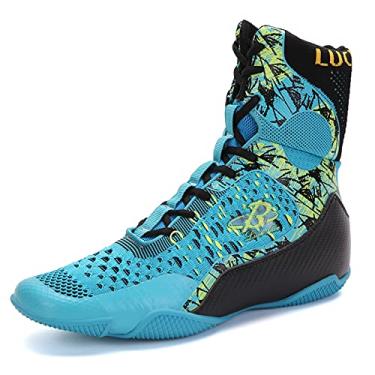 Imagem de B LUCK SHOE Tênis de luta livre, masculino, tênis de boxe respirável para levantamento de peso para homens, adolescentes LS198, Azul, 8