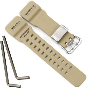 Imagem de Pulseira de reposição masculina GG-1000 de resina compatível com Casio G Shock GG-1000-1A5CR GG-1000-1A3CR GG-1000-1A3JF GG1000 Acessórios para relógio (bege)