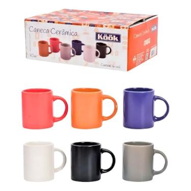 Imagem de Conjunto Jogo De Xicaras Café 6 Peças Cerâmica 80ml Colorido