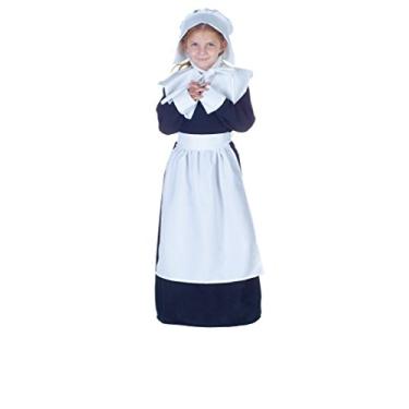 Imagem de Kit de fantasia infantil de peregrino histórico americano de Ação de Graças para peças, concursos, apresentações e projetos - Pilgrim Girl