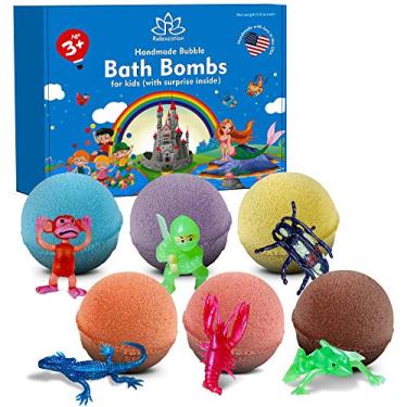 Imagem de Conjunto de bombas de banho para crianças com brinquedos surpresa dentro - Brinquedos misteriosos dentro de bolas de banho de espuma - ótimo presente para meninas e meninos para a Páscoa - Feito à mão