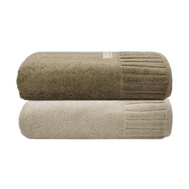 Imagem de Kit 2 Toalhas de Rosto Camesa 100% Algodão 500g/m² Alta Absorção, Bege