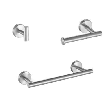 Imagem de Conjunto de acessórios para banheiro com barra de toalha prateada, toalheiro de aço inoxidável 304, suporte para papel higiênico, suporte para sabonete líquido, acessórios opcionais para banheiro, co