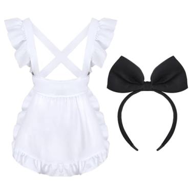 Imagem de 2pcs Maid Costume Including Ruffle Maid Apron Bow Headband for Cottagecore Halloween Cosplay Party