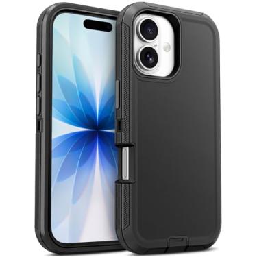 Imagem de Jelanry Capa para iPhone 17 5G de 6,3 polegadas, resistente, resistente e de camada dupla à prova de choque, proteção à prova de quedas com porta antipoeira e armadura de arranhões, capa traseira para