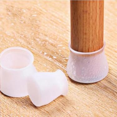 Imagem de Kit Protetor de Pés de Cadeira e Mesas Silicone c/ 4 Unid. Antiderrapante Encaixe Universal Protege Piso e Móveis Não Risca Reduz Ruído Serve Pé Redondo e Quadrado Fácil de Colocar