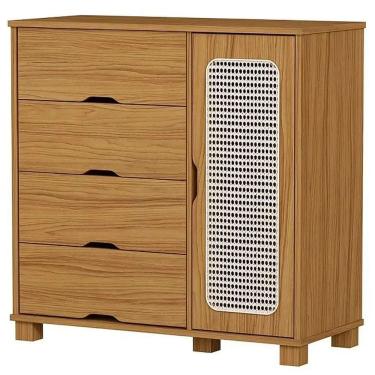 Imagem de Cômoda Clara 4 Gavetas 1 Porta Cambel Cor Nature
