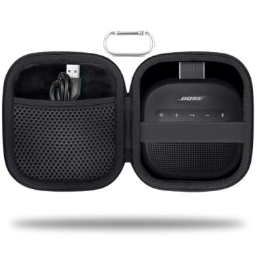 Imagem de Capa protetora rígida para alto-falante Bluetooth portátil Bose New SoundLink Micro 2ª geração, estojo de viagem portátil com mosquetão (preto) - co2CREA