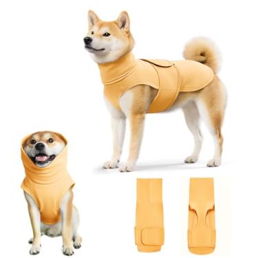 Imagem de Colete calmante para cães com gola rolê ajustável para fogos de artifício, separação, visitas ao veterinário, moletom com capuz para cães grandes e médios