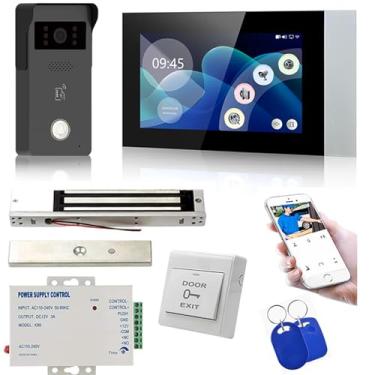 Imagem de MENGQI-CONTROL Tuya Smart Office/Home Wireless Wifi Campainha Câmera Segurança Vídeo Interfone Para Sistema De Controle De Acesso Tela Colorida Touch Phone App Remoto Aberto Com Fechadura/Fobs/Fonte