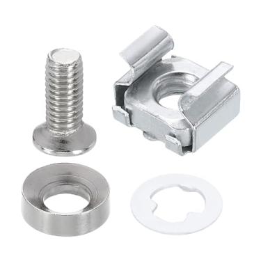 Imagem de PATIKIL M6 x Porca de gaiola de montagem em rack de 16 mm, 20 peças de parafusos de rack de aço carbono porcas quadradas de zinco para montagem de prateleiras de armário de servidor roteadores console