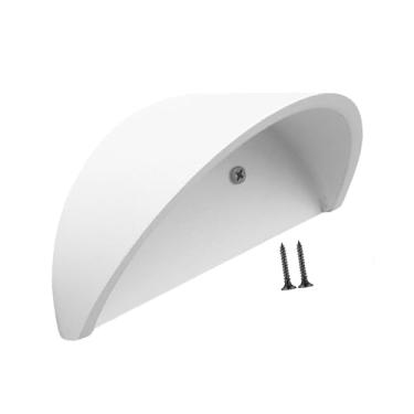 Imagem de ＫＬＫＣＭＳ Cabide para chapéus de cowboy com parafusos, organizador moderno de madeira multifuncional para bonés, suporte para exibição de chapéus para entrada, Branco