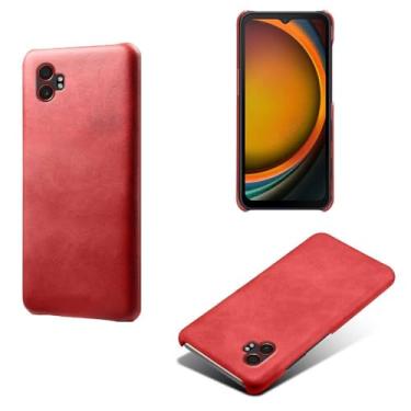 Imagem de Capa para Samsung Galaxy Xcover 7 Pro,Proteção contra quedas,Casca de volta de cor sólida simples,Design de couro de imitação de plástico-Red