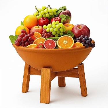 Imagem de Fruteira De Mesa Porta Fruta Cesto Organizador Bacia Barro