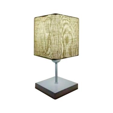 Imagem de Abajur Luminária Mesa Quarto Sala Moderno Vivare Md-2008br Cúpula Em Tecido - Bivolt Branco-rustico-bege 127/220v