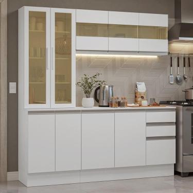 Imagem de Armário De Cozinha Compacta 100% Mdf 180 Cm Branco Smart Madesa 03 Branco Branco