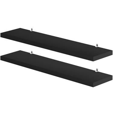 Imagem de Kit 2 Prateleiras de Parede Multiuso Nicho 40x10cm em Mdf Reforçado 15mm Preto