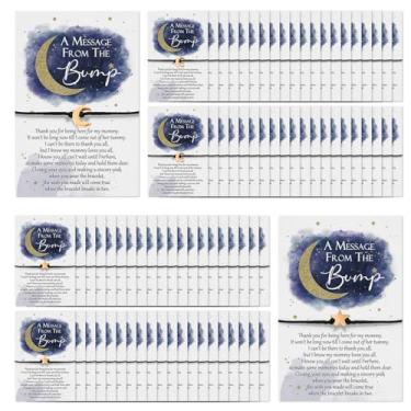 Imagem de Henoyso Conjunto de 80 lembrancinhas de chá de bebê sobre a lua para convidados, uma mensagem do The Bump Wish, pulseiras de chá de bebê, cintilantes, lembrancinhas de festa para convidados, presentes