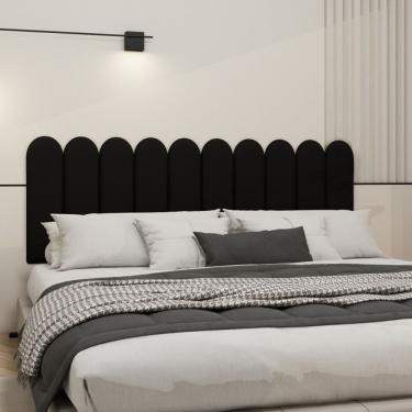Imagem de Cabeceira Nuvem Suede King Size Com 10 Placas Macias De 60cm Preto