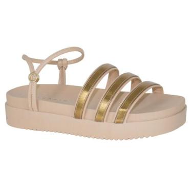 Imagem de Sandália Ramarim Flatform Tratorada Tiras Feminina 36204, Bronze, 36