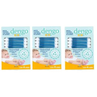 Imagem de Kit 3 Hastes Cotonete Bebes Recem Nascido Dengo Baby C/48