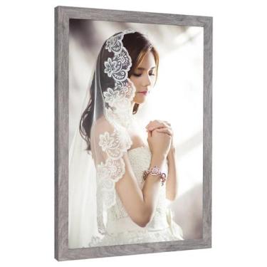 Imagem de Porta-retratos JDZIVTOP Cinza envelhecido 20x27 cm Plástico e Madeira