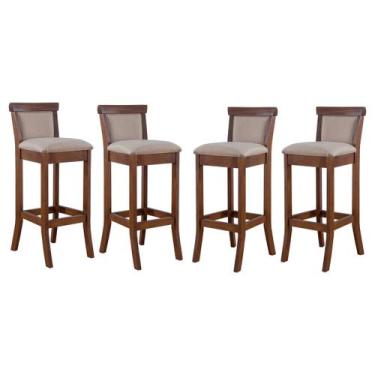 Imagem de Kit 4 Banquetas Estofadas Alta Para Cozinha 36 x 100 Cm Mônaco Madeira