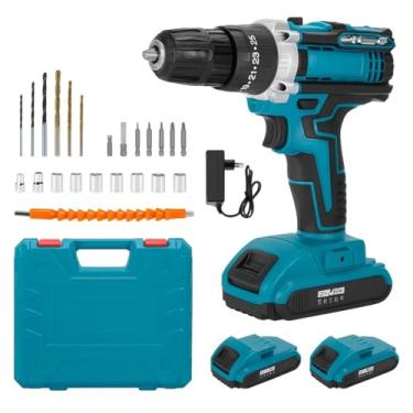 Imagem de Parafusadeira Furadeira de Impacto 21V Recarregável | Potente, Bivolt, Profissional, Compacta, Ergonômica, LED, Mandril Rápido, Torque Ajustável, Duas Velocidades, Alta Performance