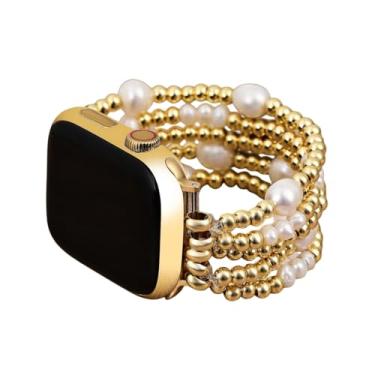 Imagem de Cape Diablo Pulseira feminina para relógio inteligente - pulseira de pedra preciosa feita à mão - compatível com Apple Faces pequenas de 38 mm-45 mm - serve para pulsos de 14,5 a 16,8 cm, grande -